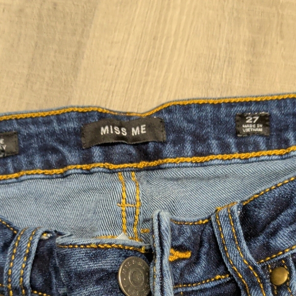 Miss Me Dark Blue Floral Embroidered Skinny Jeans - Picture 4 of 5